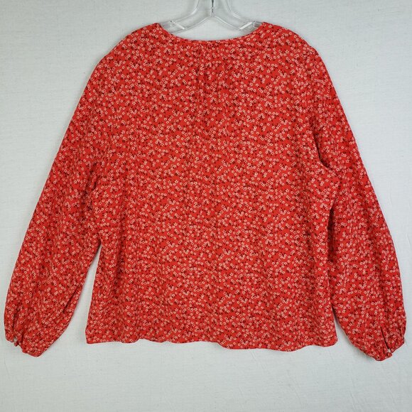 Boden Blouse Top Peasant Micro Floral Print Viscose Flowy Balloon Sleeves sz 18 - Picture 4 of 8